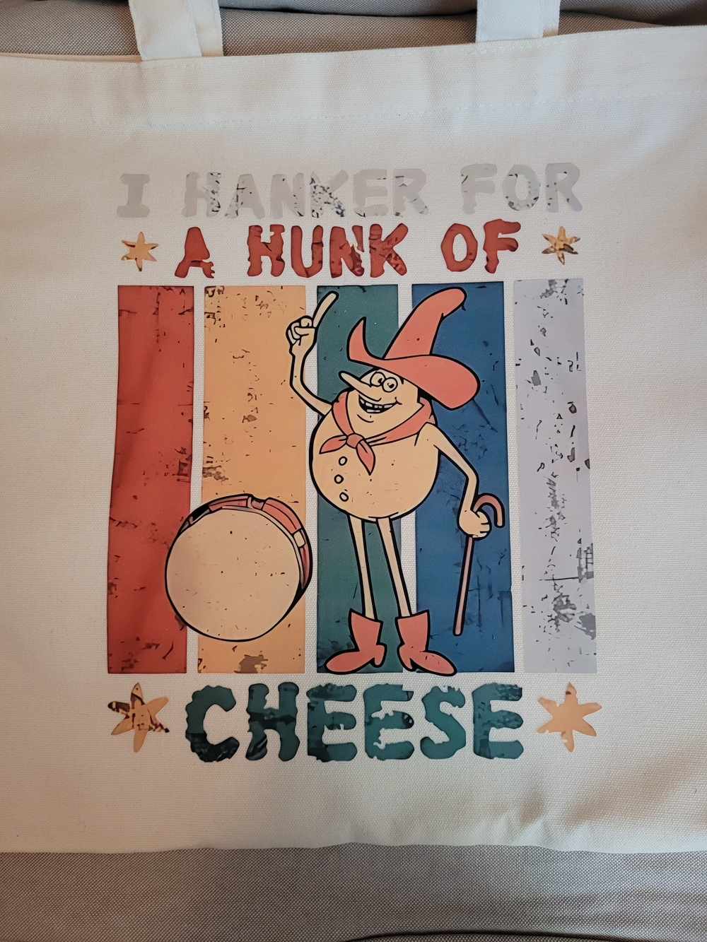 Retro 'A Hunk of Cheese' Graphic Tote